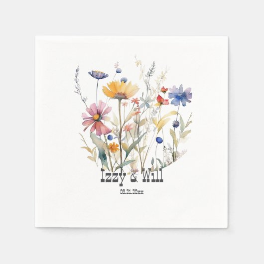 Westerne Herfst Wildbloemen Terra Cotta Blue Aange Servet (Voorkant)