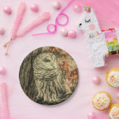 westerne herfstbladeren eikenboom witte uil papieren bordje (Feest)