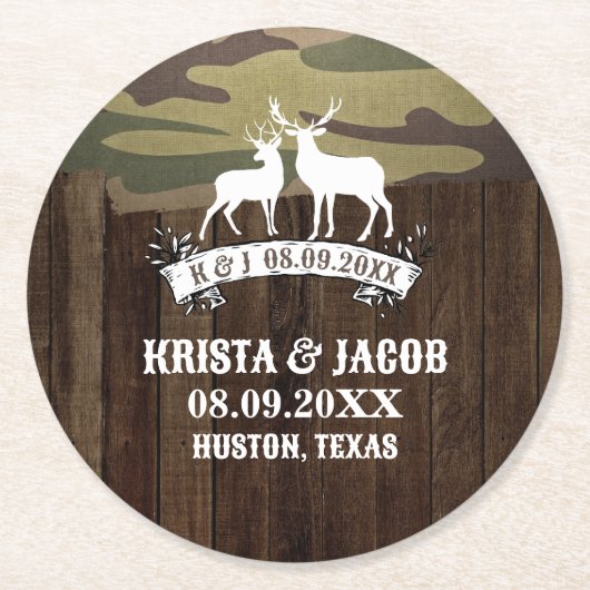 Westerne herten De jacht is over bruiloft gunst Ronde Kartonnen Onderzetter (Voorkant)