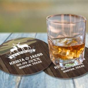 Westerne herten De jacht is over bruiloft gunst Ronde Kartonnen Onderzetter