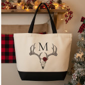 Westerne hertenkop rendiergewei monogrammed tote bag