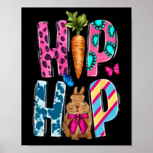 Westerne hiphopkonijn en wortel Happy Easter Day Poster