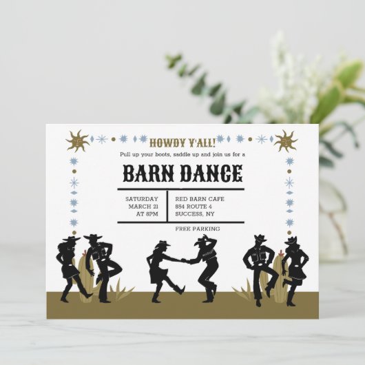 Westerne Hoedown Kaart (Staand voorkant)