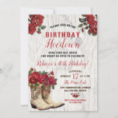 Westerne Hoedown Rustieke Cowgirl Rode Bloemen Ver Kaart (Voorkant)