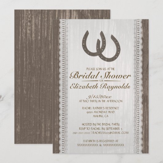 Westerne Hoefijzer Bridal Shower-uitnodigingen Kaart (Voorkant / Achterkant)