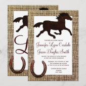 Westerne Hoefijzer van Cowboy Horse Wedding Invita Kaart (Voorkant / Achterkant)