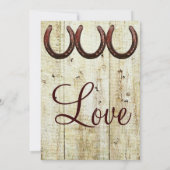 Westerne Hoefijzers Barn Wood Wedding Invitations Kaart (Achterkant)