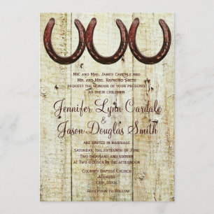 Westerne Hoefijzers Barn Wood Wedding Invitations Kaart