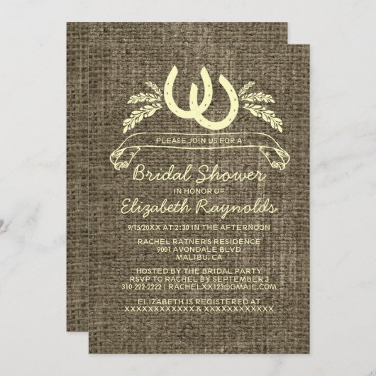 Westerne Hoefijzers Bridal Shower Invitations Kaart (Voorkant / Achterkant)