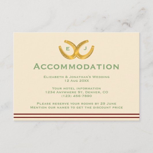 Westerne Hoefijzers Bruiloft Accommodatie Informatiekaartje (Voorkant)