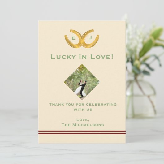 Westerne Hoefijzers bruiloft Bedankkaart (Staand voorkant)