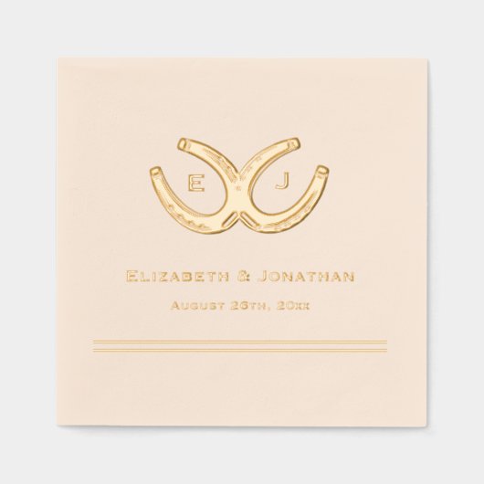 Westerne Hoefijzers bruiloft Folie Servetten (Voorkant)