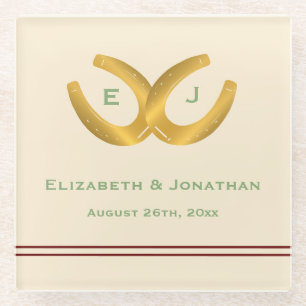 Westerne Hoefijzers bruiloft Glazen Onderzetter