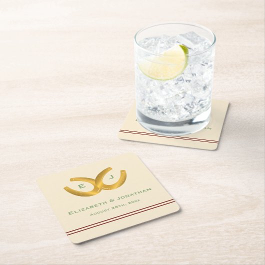 Westerne Hoefijzers bruiloft Kartonnen Onderzetters (Insitu)