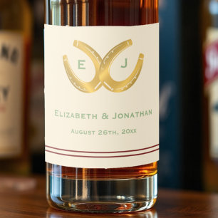 Westerne Hoefijzers bruiloft Likeurfles Etiket