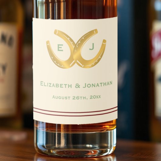 Westerne Hoefijzers bruiloft Likeurfles Etiket