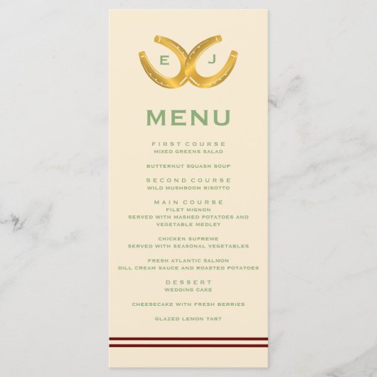 Westerne Hoefijzers bruiloft Menu (Voorkant)