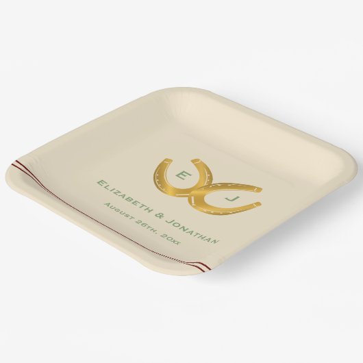 Westerne Hoefijzers bruiloft Papieren Bordje (Gebogen)