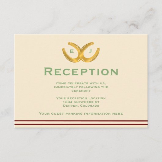 Westerne Hoefijzers bruiloft receptie Informatiekaartje (Voorkant)