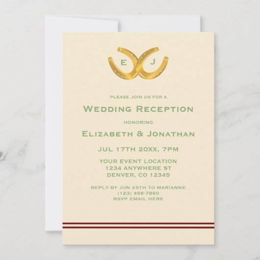 Westerne Hoefijzers bruiloft receptie Kaart (Voorkant)