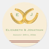 Westerne Hoefijzers bruiloft Ronde Sticker (Voorkant)