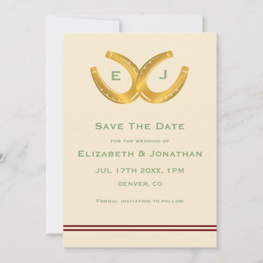 Westerne Hoefijzers bruiloft Save The Date (Voorkant)