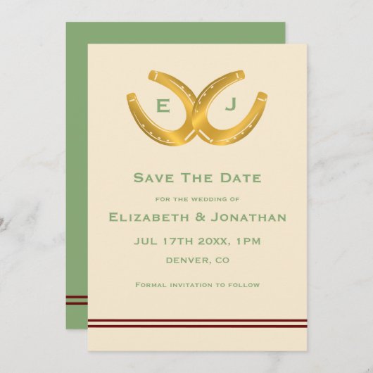 Westerne Hoefijzers bruiloft Save The Date (Voorkant / Achterkant)