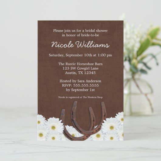 Westerne Hoefijzers en Daisies Vrijgezellenfeest Kaart (Staand voorkant)