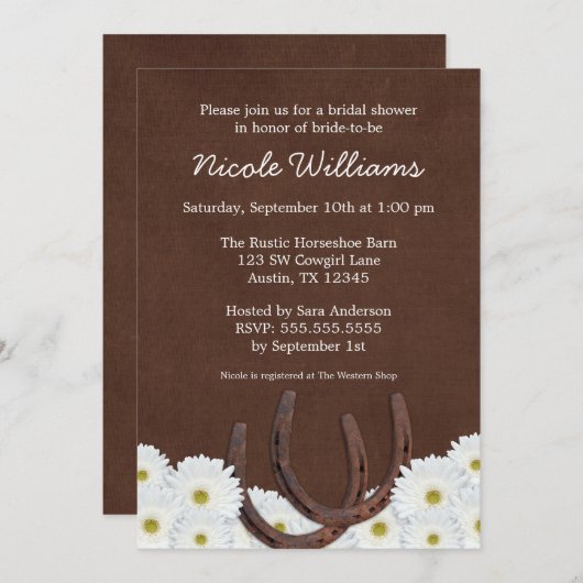 Westerne Hoefijzers en Daisies Vrijgezellenfeest Kaart (Voorkant / Achterkant)