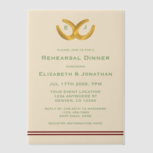 Westerne Hoefijzers repetitie diner Vellum Uitnodigingen (Voorkant)