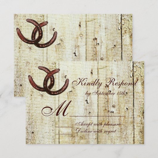 Westerne Hoefijzers - RSVP-kaarten voor Bout Wood  RSVP Kaartje (Voorkant / Achterkant)
