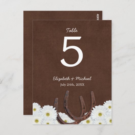 Westerne Hoefijzers Trouwtafel Nummer Briefkaart (Voorkant / Achterkant)