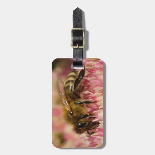 Westerne honingbijenmacro bagagelabel (Voorkant verticaal)