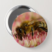 Westerne honingbijenmacro ronde button 4,0 cm (Voorkant /achterkant)