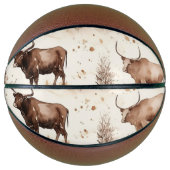 Westerne Hoogland Koeien Cowboy Basketbal (Voorkant)