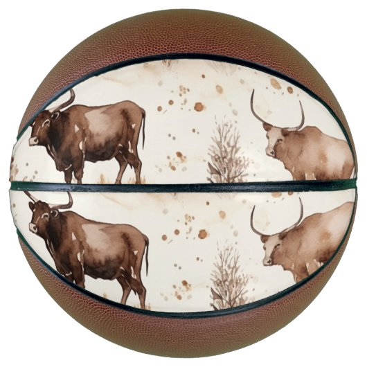 Westerne Hoogland Koeien Cowboy Basketbal (Voorkant)