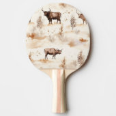 Westerne Hoogland Koeien Cowboy Cowgirl Tafeltennisbatje (Voorkant)