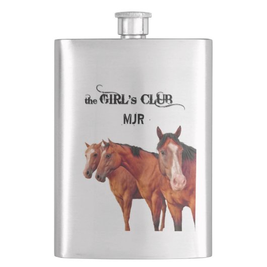 Westerne Horse Lover voor Cowgirl Monogrammed Heupfles (Voorkant)