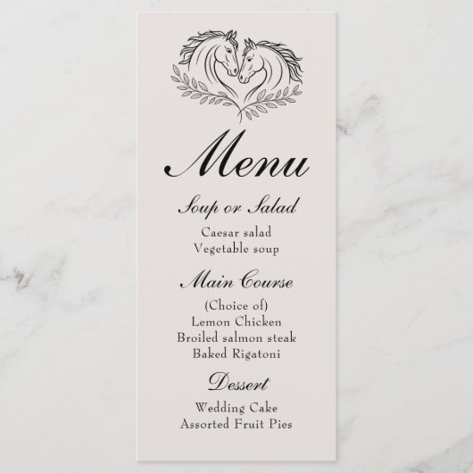 Westerne Horse Rustic Boerderij Elegant Country We Menu (Voorkant)