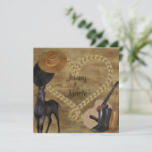 WESTERNE HORSE WEDDING INVITATIE KAART (Staand voorkant)