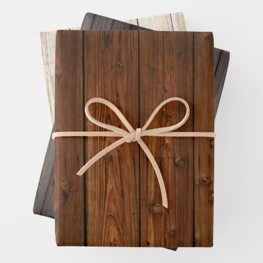 Westerne houtachtergrondtrio inpakpapier vel (In situ)