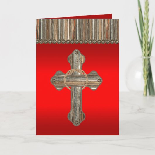 Westerne houten kruiskabel Barnwood Conchos Vakant Kaart (Voorkant)