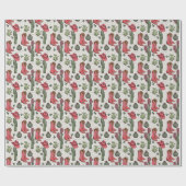 Westerne Howdy Christmas Cowgirl Cadeaupapier (Vlak)