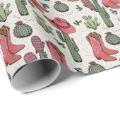 Westerne Howdy Christmas Cowgirl Cadeaupapier (Rol Hoek)