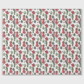 Westerne Howdy Christmas Cowgirl Cadeaupapier (Vlak)