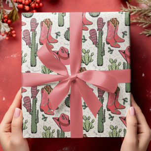 Westerne Howdy Christmas Cowgirl Cadeaupapier