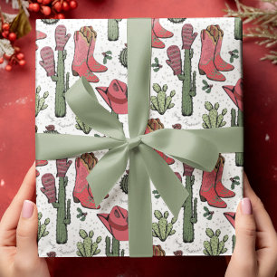 Westerne Howdy Christmas Cowgirl Cadeaupapier