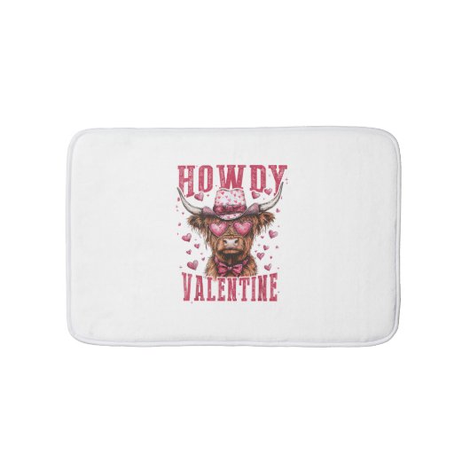 Westerne Howdy Highland Koe Valentijnsdag Highland Badmat (Voorkant)