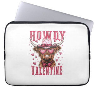 Westerne Howdy Highland Koe Valentijnsdag Highland Laptop Sleeve