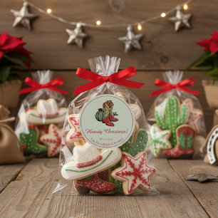 Westerne Howdy Kerst Rode Cowgirl Laarzen Ronde Sticker
